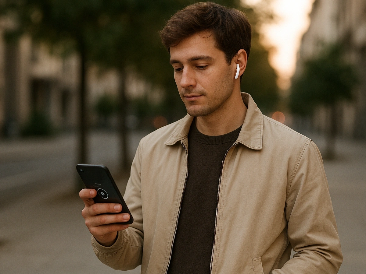 Woman naturally holding a phone in portrait to continue where she left off